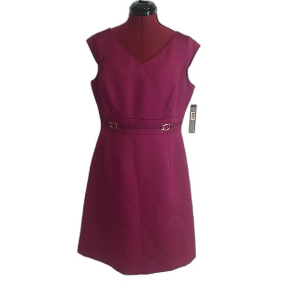 Tahari ASL Fuchsia Sheath Dress V-Neck Sleeveless Women's Size 12 NWT - Picture 9 of 9